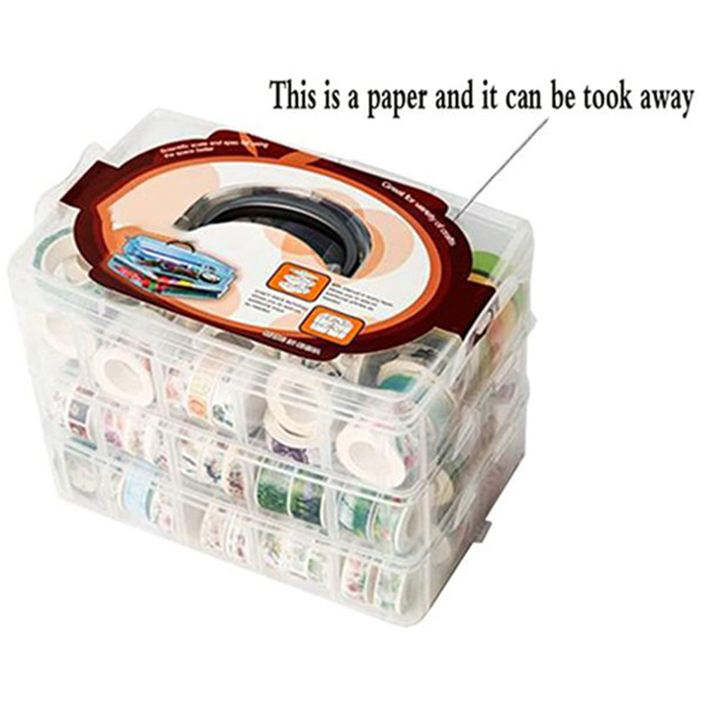 Washi Tape Set - صندوق تخزين شفاف ثلاثي الطبقات بـ