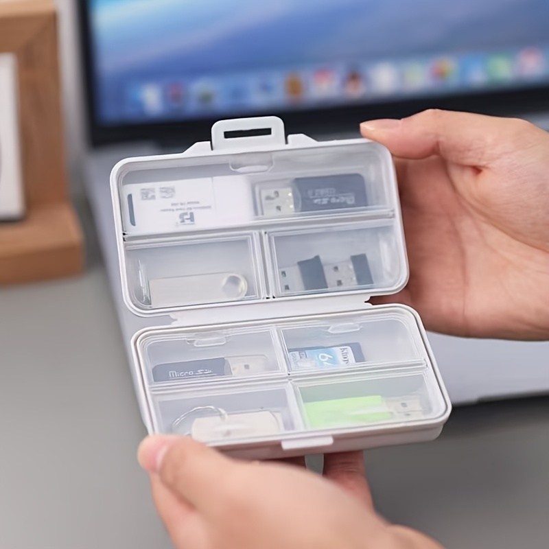 Stationery Office Supply Store - صندوق تخزين USB مع أقسام وأغطية،