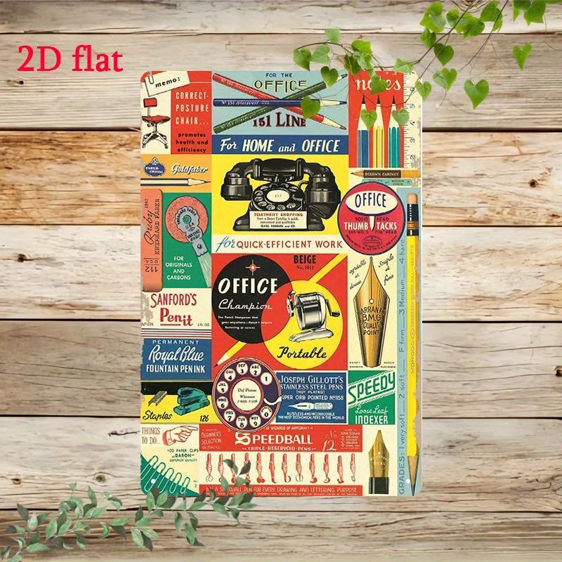 Office Stationery And Supply - لافتة معدنية بتصميم قرطاسية مكتبية عتيقة