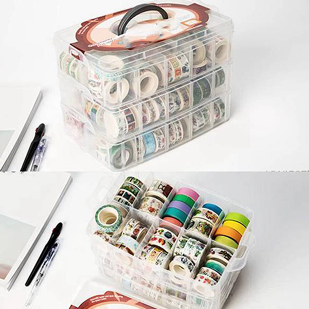 صندوق تخزين شفاف ثلاثي الطبقات - مراجعة Washi Tape Set وسعره