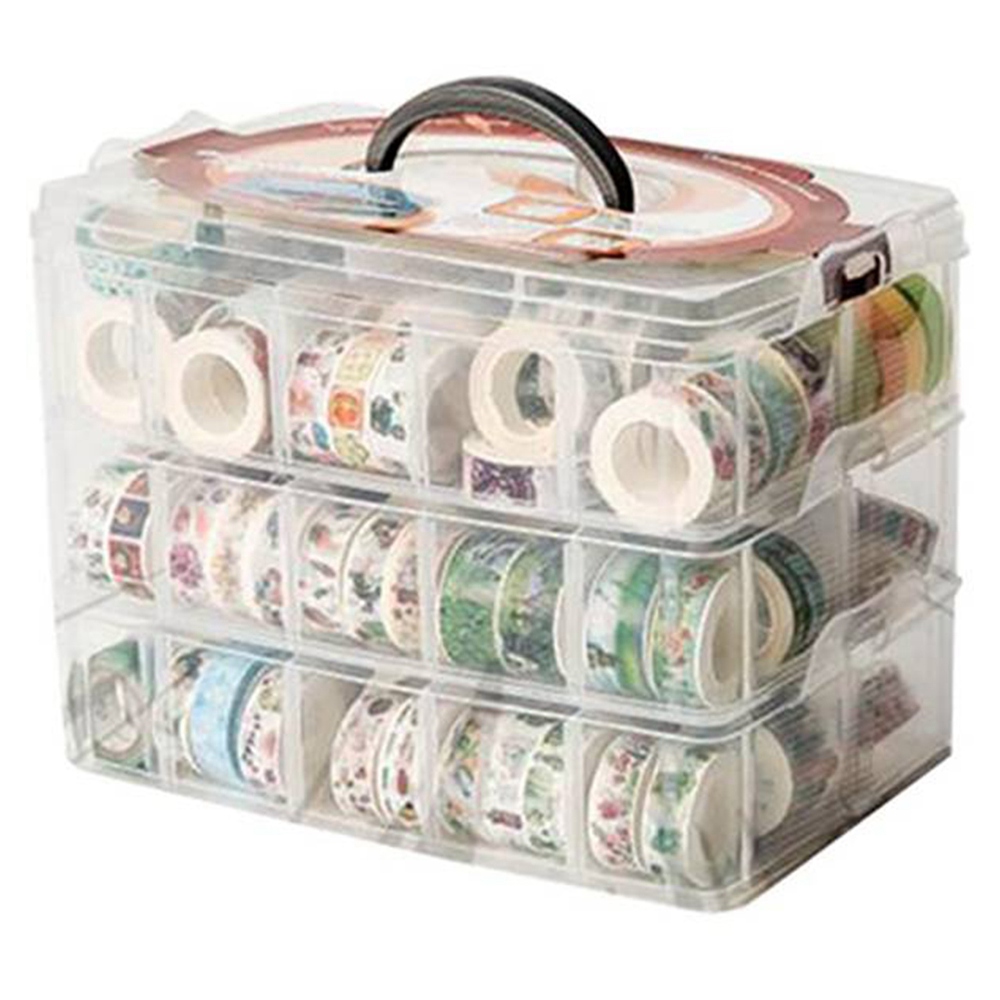 صندوق تخزين شفاف ثلاثي الطبقات - مراجعة Washi Tape Set وسعره